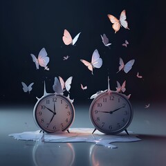 Lucid Origin Minimal Concept of Delicate Neon Butterflies