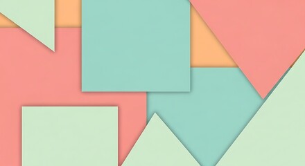 Modern abstract geometric background featuring an arrangement of overlapping pastel shapes and clean lines, perfect for contemporary digital designs and minimalist artistic concepts