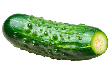 fresh cucumber with slice isolated on transparent background.