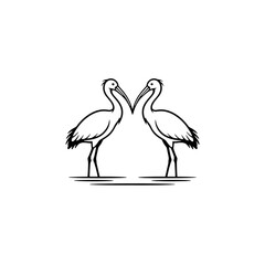 Obraz premium A minimalist black line drawing of an ibis isolated on transparent background
