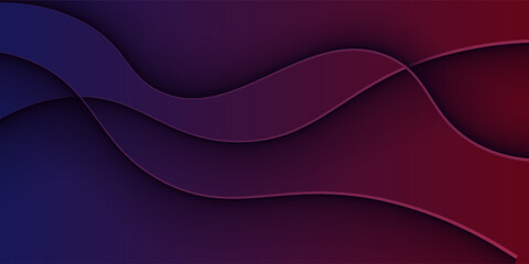 Abstract dark blue and red gradient wave pattern background. Realistic shadow papercut texture concept design. Eps10 vector