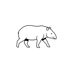 Obraz premium A minimalist black line drawing of a tapir isolated on transparent background