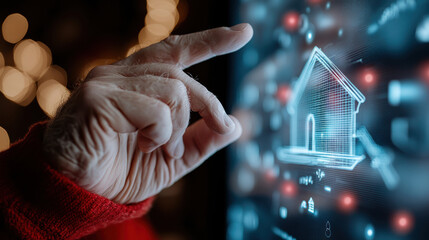 Santa Claus engages with a luminous digital screen, merging traditional holiday spirit with modern technology in a clever and imaginative way.