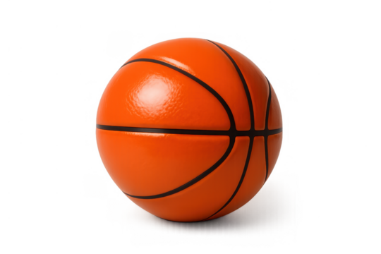 Basketball ball standing on a transparent background, depicting sport, game, recreation, and athletic activity