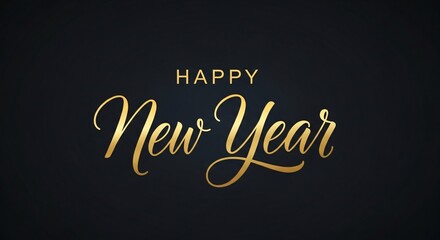 Festive and elegant golden "Happy New Year" text art, ideal for celebrating new beginnings and holiday season greetings with a touch of luxury