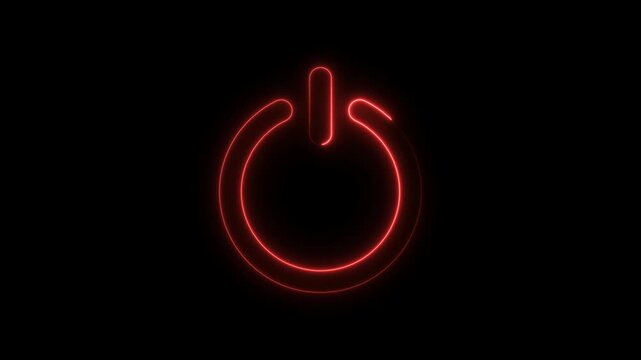 power button icon animation glowing neon red and blue color startup shutdown screen turn on off button switch stop start computer closed button futuristic sign symbol 
