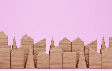 3D画像_積み木の家