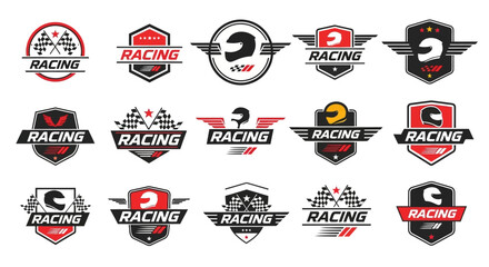 Collection of Racing Badges and Emblems Design Elements for Motorsports and Competitions © Avra