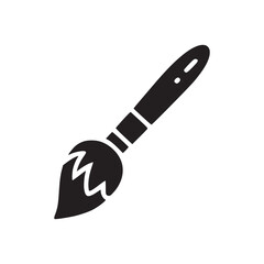 Illustration of a black paint brush with a short handle and bristles on a white background