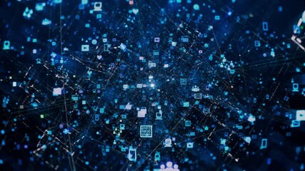  Moving Through Network of Icons, Connections and Nodes Illustrating Social Media Content and Complex Algorithms. Visualization of Artificial Intelligence, and LLM, AI Neural Network, Chatbot. - Powered by Adobe