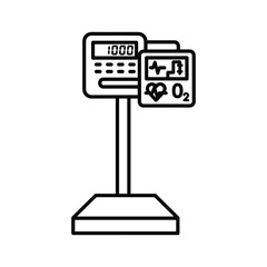 Medical monitor displaying vital signs, isolated on, used in healthcare settings for patient monitoring