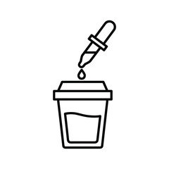Dropper icon showing liquid being added to container isolated on