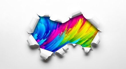 Colorful Abstract Paint Splash Breaking Through Paper