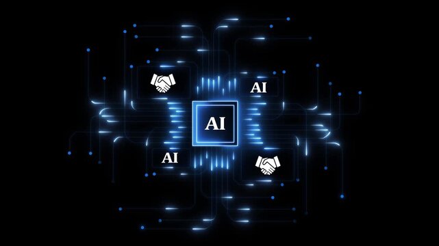 Ai tools or neon box. hand AI technology motion background. Multi hand AI systems, Automate daily Tasks.Smart AI efficiency, Automate repetitive work.4k video Motion Graphic Animation