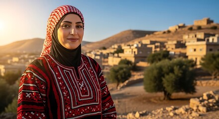 Middle Eastern Woman in Traditional Dress Outdoors