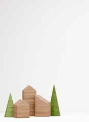 3D画像_積み木の家