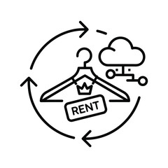 Online clothing rental service and sharing economy concept icon
