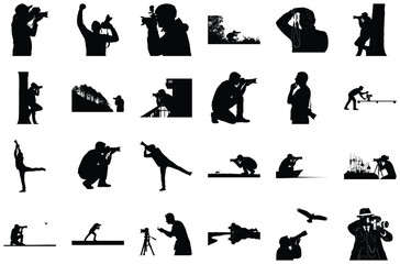 Diverse Silhouettes of Photographers and Wildlife Photography Keywords: photographer, silhouette
