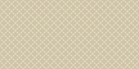 Vector golden minimalist seamless pattern. Elegant geometric background, ornamental texture with lattice, floral shapes, delicate mesh, grid. Repeated design for print, textile, decor, wallpaper