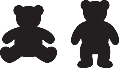 Teddy bear silhouette set black minimalist bear icons