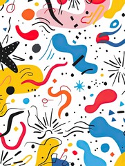 Obraz premium Abstract Organic Shape Cute Fun Vector Illustration Colorful Playful White Background