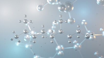 geraniol molecular structure, 3d model molecule, monoterpenoid structural chemical formula view from a microscope