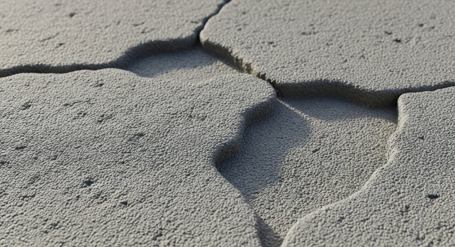 Texture of cracked grey pavement stone with rough surface for backgrounds and designs, urban construction - Powered by Adobe