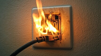 Electrical outlet fire hazard symbolizes the need for home protection fire insurance.