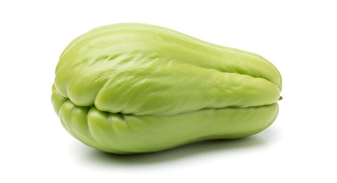 Fresh Green Chayote Vegetable on White Background