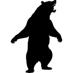 Black bear silhouette vector illustration standing roaring angry animal
