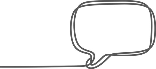 Continuous one line drawing of speech bubble or message box symbol icon. minimalist communication concept illustration.
