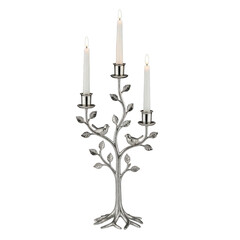 Fototapeta premium Watercolor Silver Tree Candelabra with Birds isolated on a transparent background