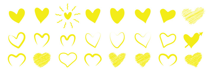 Hand drawn heart icons set, love and romance doodles vector design on transparent background. pink hand drawn hearts. unique heart various styles and shapes. Pink hearts doodle artistic set. Valentine