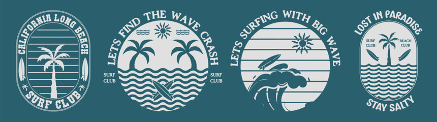 Collection of Surf Badges design, for tshirt branding, beachwear branding and other uses