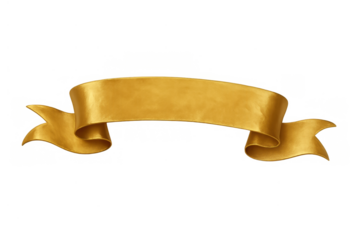 Golden ribbon banner offering a blank space for text, creating a festive decorative element on transparent background