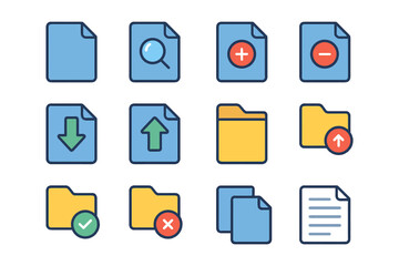 Collection of file and folder icons with various symbols.