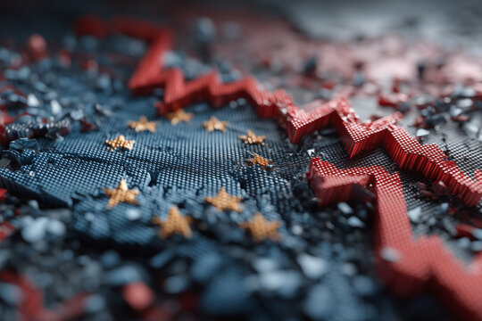 Visualizing financial decline through a broken euro symbol on a textured surface - Powered by Adobe