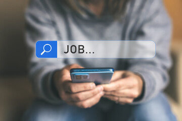 Person Using a Smartphone to Search for Job Opportunities Online, Highlighting the Digital Process of Career and Employment Search