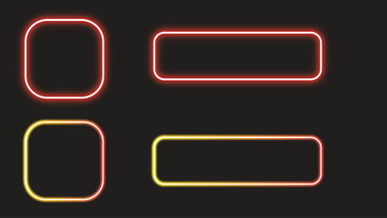 Neon Glowing Button Frame Set on a Dark Background for Design