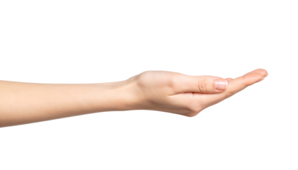 Human hand offering gesture showing open palm
