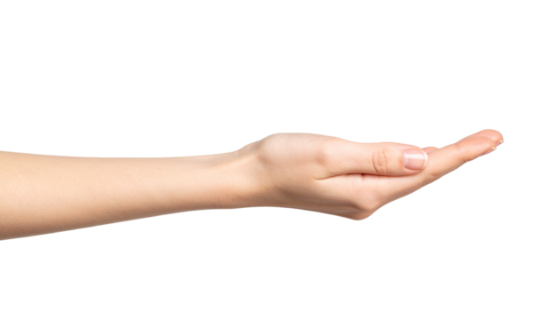 Human hand offering gesture showing open palm - Powered by Adobe