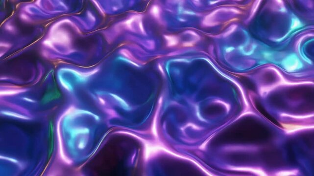 Iridescent Liquid Metal Abstract Background with Flowing Waves