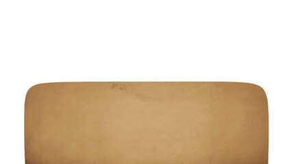 Close up of a vintage cardboard box corner with rounded edges isolated on transparent background