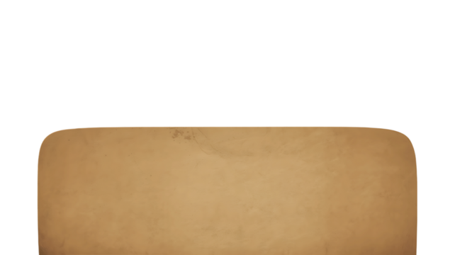 Close up of a vintage cardboard box corner with rounded edges isolated on transparent background