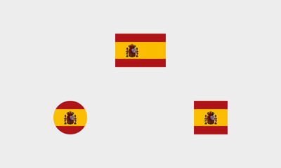 Spanien Flaggen-Set &ndash; Professionelle Darstellung: Original, Rund und Quadratisch (korrekte Farben)