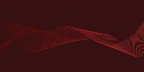 Abstract background with lines and waves. Medium banner size. Element for design. Vector background for brochure, booklet, flyer, poster. Red gradient. Love, Valentine's Day