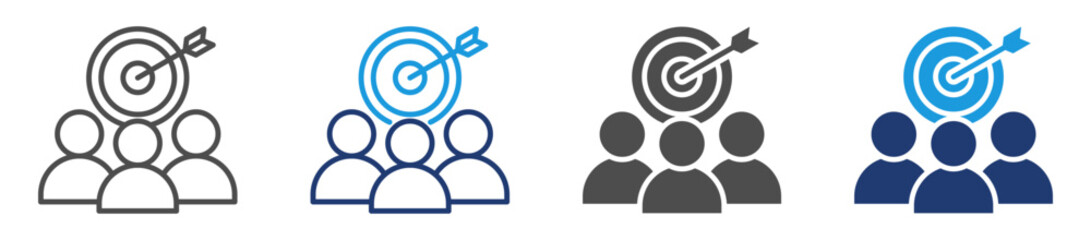 target audience icon set with multiple style