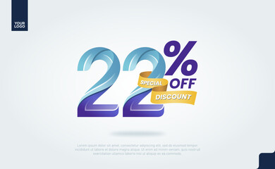 22 Percent Discount Icon Colorful 3D Label