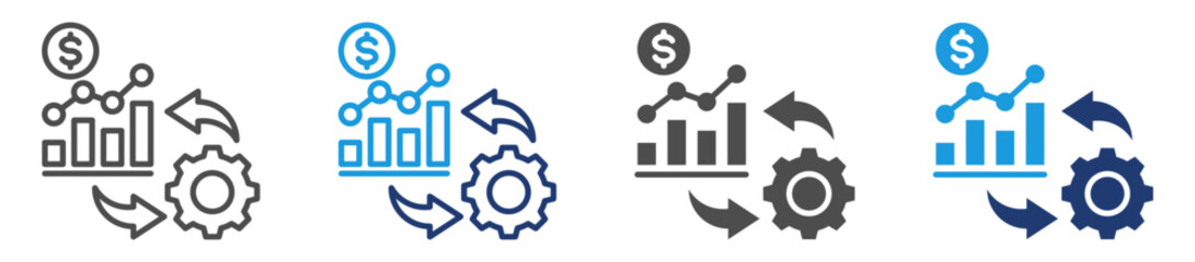 conversion rate icon set with multiple style
