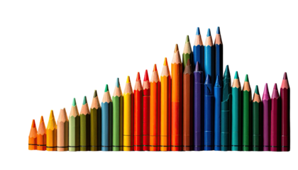 Colorful pencils arranged to create a vibrant rainbow gradient against a black background